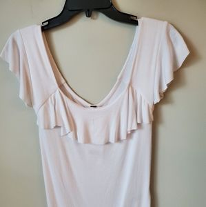 FREE PEOPLE LAST CALL RIBBED FLOUNCE TOP